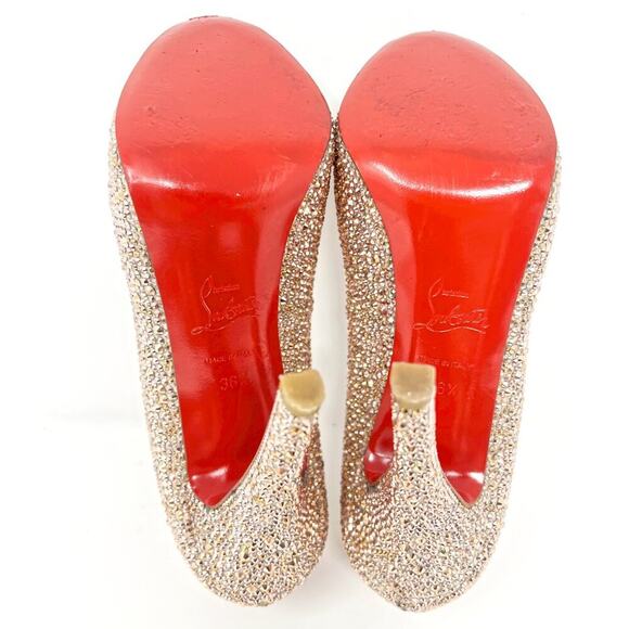 Christian Louboutin Strass Very Riche 120 Gold Heels Size 36.5 - Picture 7 of 8
